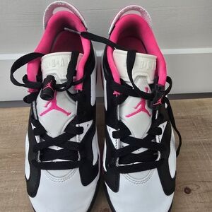 Jordan Kids White and Pink Sneakers